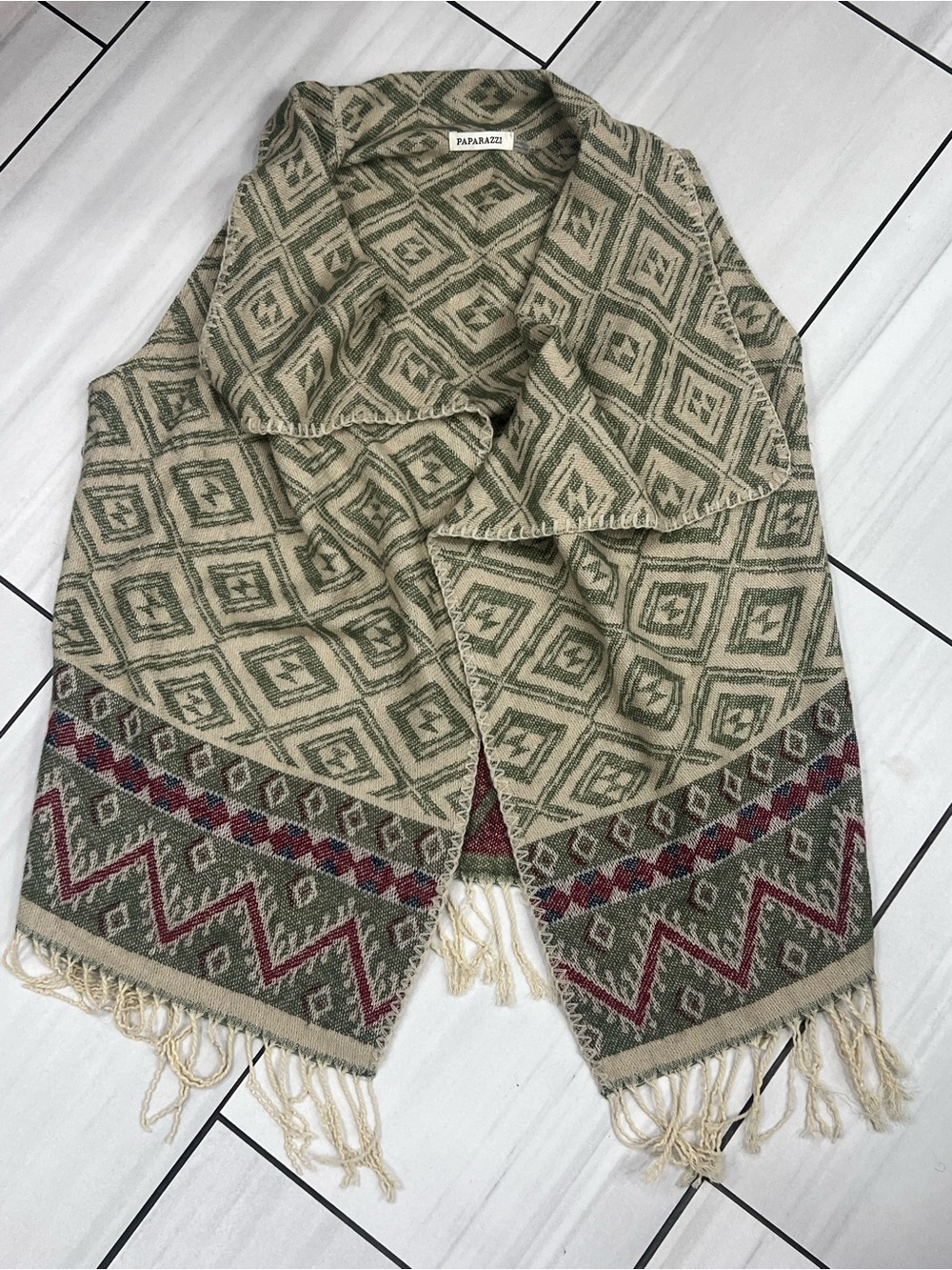 Paparazzi Aztec Fringe Boho Western Cowgirl Rodeo Layer Vest Cartigan one size
